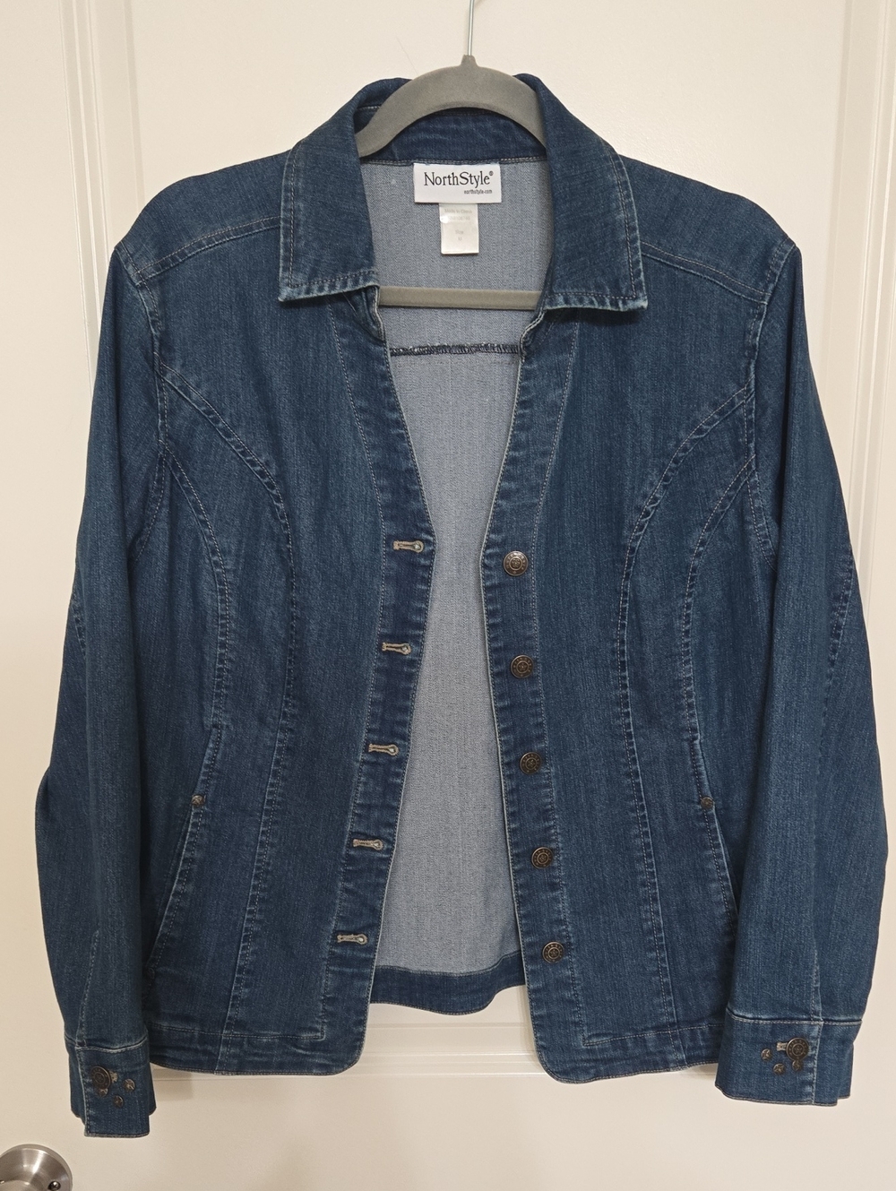 NorthStyle Dark Blue Women's Denim Jacket with Button Front